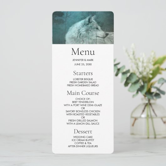 Mooie Grijze Wolf in een Donker Bos Kaart (Staand voorkant)