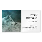 Mooie Grijze Wolf in een Donker Bos Magnetisch Visitekaartje (Voorkant)