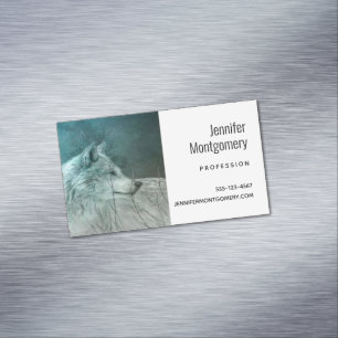 Mooie Grijze Wolf in een Donker Bos Magnetisch Visitekaartje