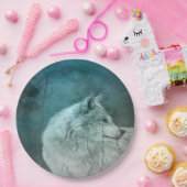 Mooie Grijze Wolf in een Donker Bos Papieren Bordje (Feest)