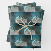 Mooie Grijze Wolf in een Donker Bos Patroon Inpakpapier Vel (In situ)