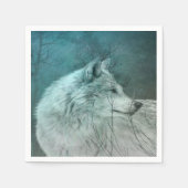 Mooie Grijze Wolf in een Donker Bos Servet (Voorkant)