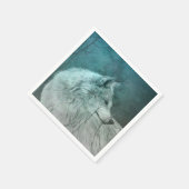 Mooie Grijze Wolf in een Donker Bos Servet (Hoek)