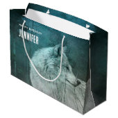 Mooie Grijze Wolf in een Donker Bos Verjaardag Groot Cadeauzakje (Achterkant Gekanteld)