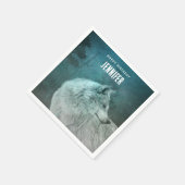 Mooie Grijze Wolf in een Donker Bos Verjaardag Servet (Hoek)