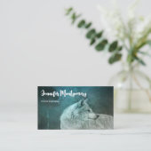 Mooie Grijze Wolf in een Donker Bos Visitekaartje (Staand voorkant)