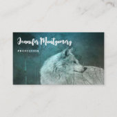 Mooie Grijze Wolf in een Donker Bos Visitekaartje (Voorkant)