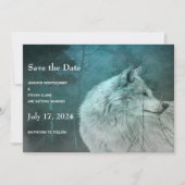 Mooie Grijze Wolf in een Donkere Bos Huwelijk Save The Date (Voorkant)