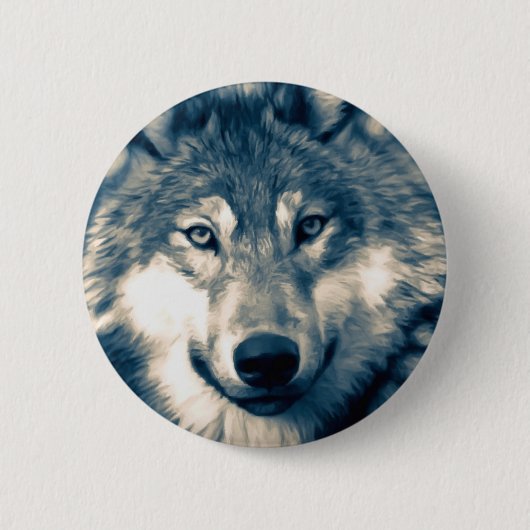 Mooie grijze Wolf Woodland Wildlife Ronde Button 5,7 Cm (Voorkant)