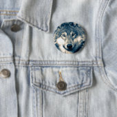 Mooie grijze Wolf Woodland Wildlife Ronde Button 5,7 Cm (In situ)
