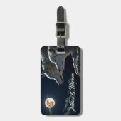 Mooie grijze wolven bij nacht bagagelabel (Voorkant verticaal)