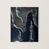 Mooie grijze wolven bij nacht legpuzzel (Verticaal)