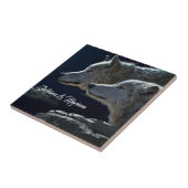 Mooie grijze wolven bij nacht tegeltje (Zijkant)