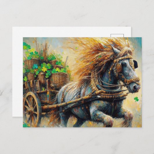 Mooie grijze zigeuner Vanner Trekkar Shamrocks Briefkaart (Voorkant / Achterkant)