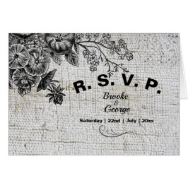 Mooie Grijze & Zwarte Artistieke Bloemen RSVP