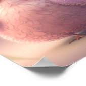 Mooie Griljze Roze Fluffy Vogel Aangepaste Muur Poster (Hoek)