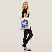 Mooie grillige eenhoorn paard sticker tote bag (Op model)
