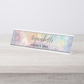 Mooie grillige kleurrijke terug naar school bureau naambordje (Voorkant)