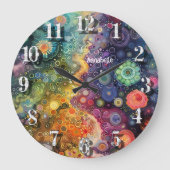 Mooie grillige kleurrijke terug naar school grote klok (Voorkant)