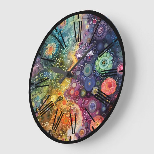 Mooie grillige kleurrijke terug naar school grote klok (Hoek)