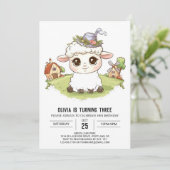 Mooie grillige schapen digitale verjaardag kaart (Staand voorkant)