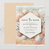 Mooie grillige strand bruiloft save the date (Voorkant / Achterkant)