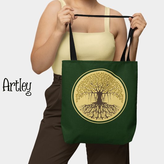 Mooie Groen Gele Banyan Boom van het Leven Tote Bag