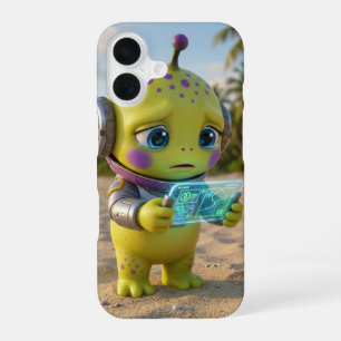 Mooie groene alien strand telefoonhoesje schaal iPhone 16 hoesje