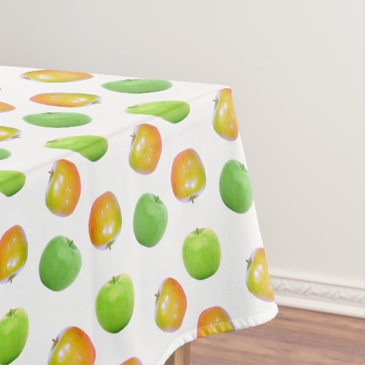 Mooie groene appels op wit tafelkleed (Voorbeeld)