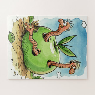 Mooie Groene Appelwormen Kinderen Legpuzzel