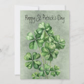 Mooie groene aquarel klaver feestdagenkaart (Voorkant)