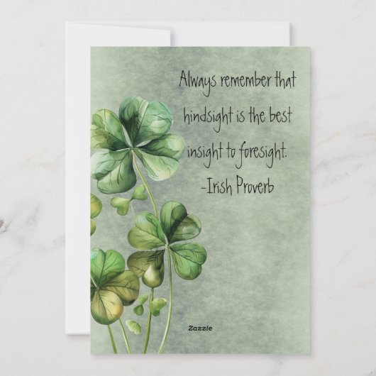 Mooie groene aquarel klaver feestdagenkaart (Achterkant)