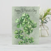 Mooie groene aquarel klaverblad feestdagenkaart (Staand voorkant)