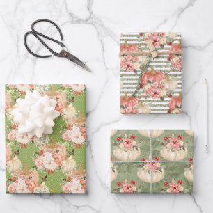 Mooie groene baby meisje leuke Waterverf pompoenen Inpakpapier Vel