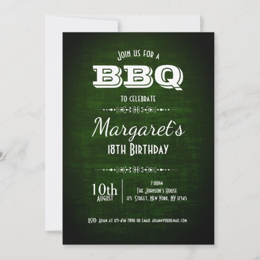 Mooie groene BBQ verjaardagsfeestje Uitnodigen Kaart (Voorkant)