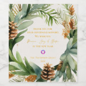 Mooie groene bladplant Kerstdag zakelijk cadeau Wijn Etiket (Enkel label)