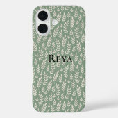 Mooie groene bladprint met naam Case-Mate iPhone case (Achterkant)