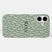 Mooie groene bladprint met naam Case-Mate iPhone case (Achterkant (horizontaal))