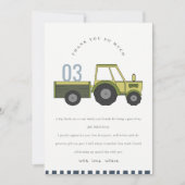 Mooie groene blauwe boerderijtractor kinderen elke bedankkaart (Voorkant)