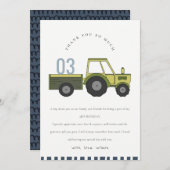 Mooie groene blauwe boerderijtractor kinderen elke bedankkaart (Voorkant / Achterkant)