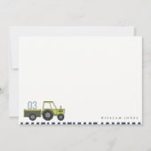 Mooie groene blauwe boerentractor voor kinderen va notitiekaartje (Voorkant)