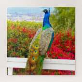 Mooie groene blauwe pacock foto Stijlvolle afbeeld Legpuzzel (Verticaal)
