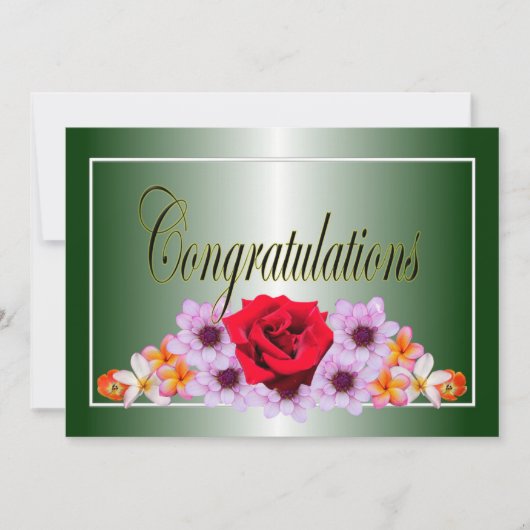 Mooie groene bloemen ontwerp gefeliciteerd kaart (Voorkant)