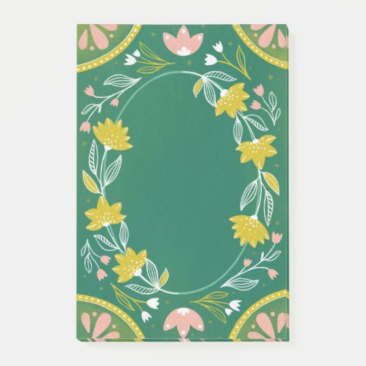 Mooie groene bloempatroon. Botanisch groen Post-it® Notes (Voorkant)