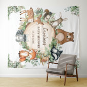 Mooie groene bosdieren Baby Shower Wandkleed (In Situ (horizontaal))
