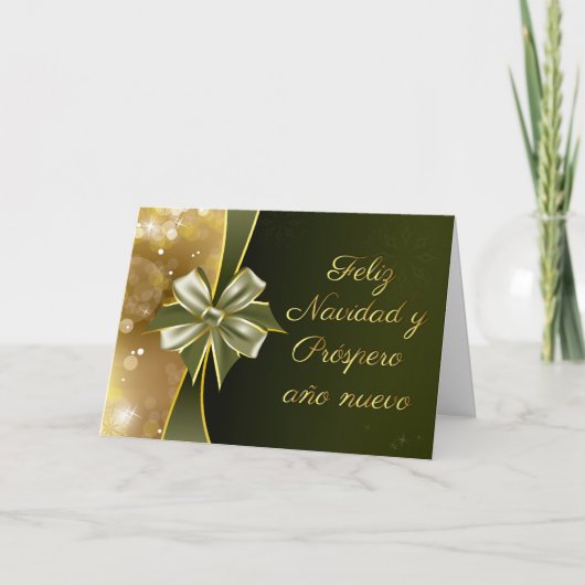 Mooie Groene Bow Navidad Feestdagen Kaart (Voorkant)