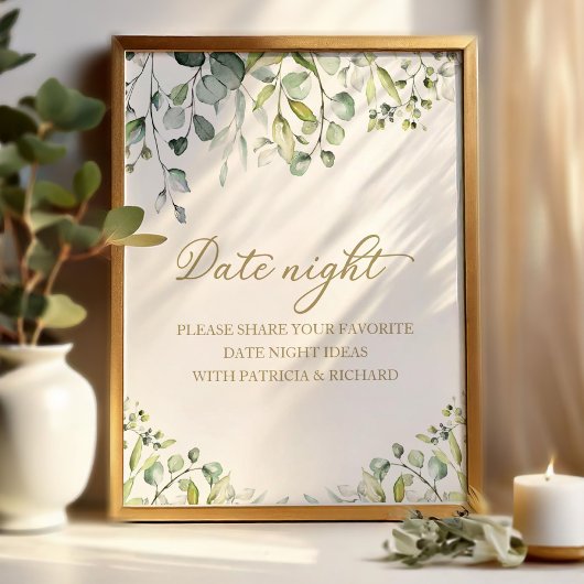 Mooie Groene Bruidsdouche Date Night Jar Bordje Poster