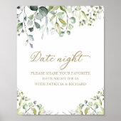 Mooie Groene Bruidsdouche Date Night Jar Bordje Poster (Voorkant)