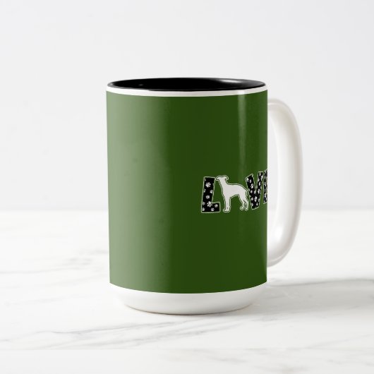 Mooie groene cadeau voor een griet met tweekleurige koffiemok (Voorkant rechts)