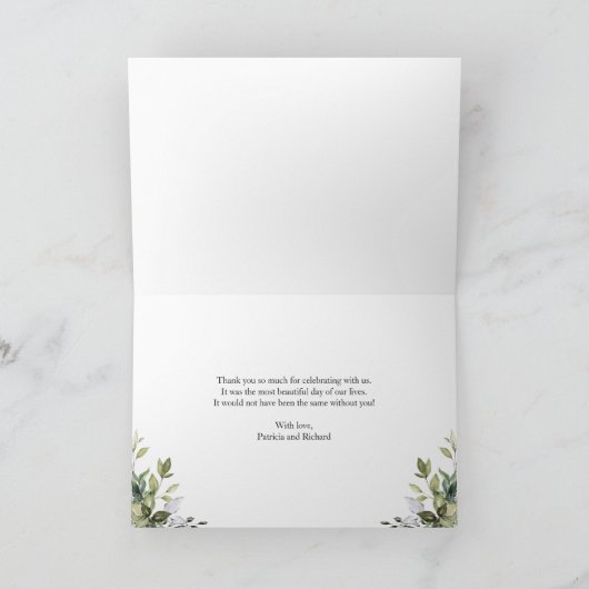 Mooie Groene Calligrafie Betuigingen van Dank voor Bedankkaart (Binnen)